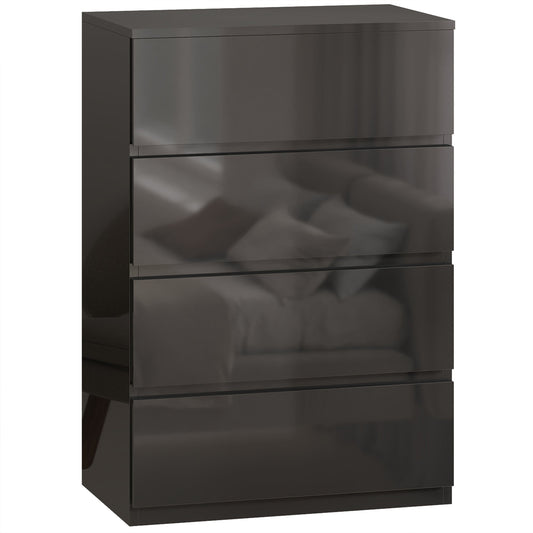 HOMCOM Chest of Drawers, 4-Drawer Storage Cabinets, Modern Dresser, Storage Drawer Unit for Bedroom
