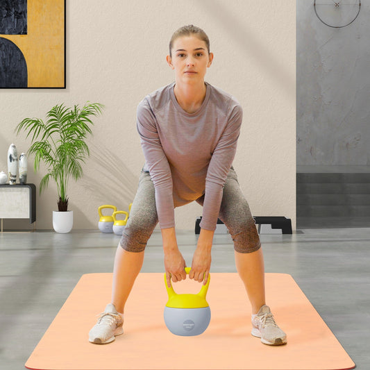 SPORTNOW 10KG Soft Kettlebell, Kettlebell with Non-Slip Handle for Home Gym, Weight Lifting, Strength Training, Yellow/Grey