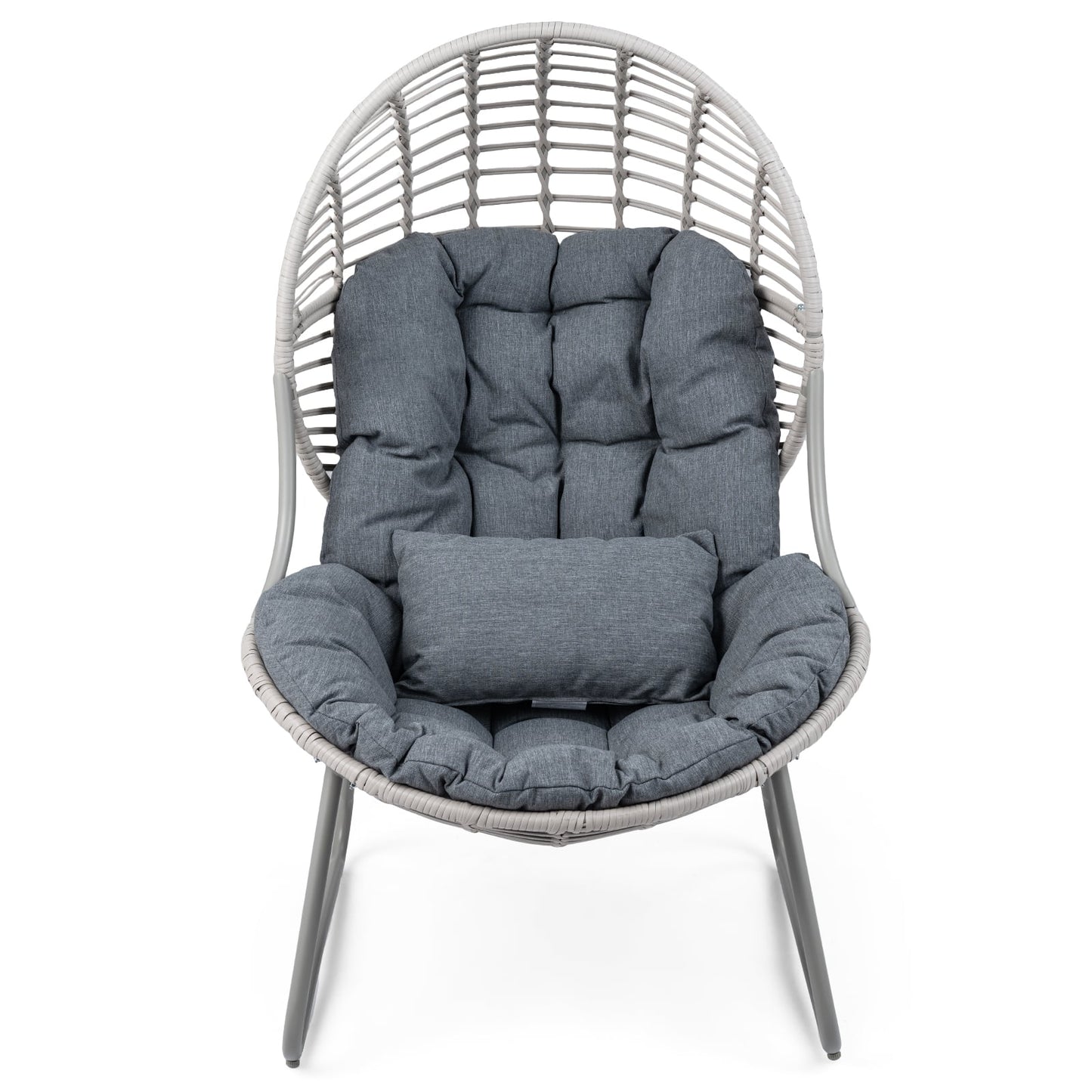 PE Wicker Egg Chair with Removable Seat and Back Cushion for Indoor Outdoor-grey