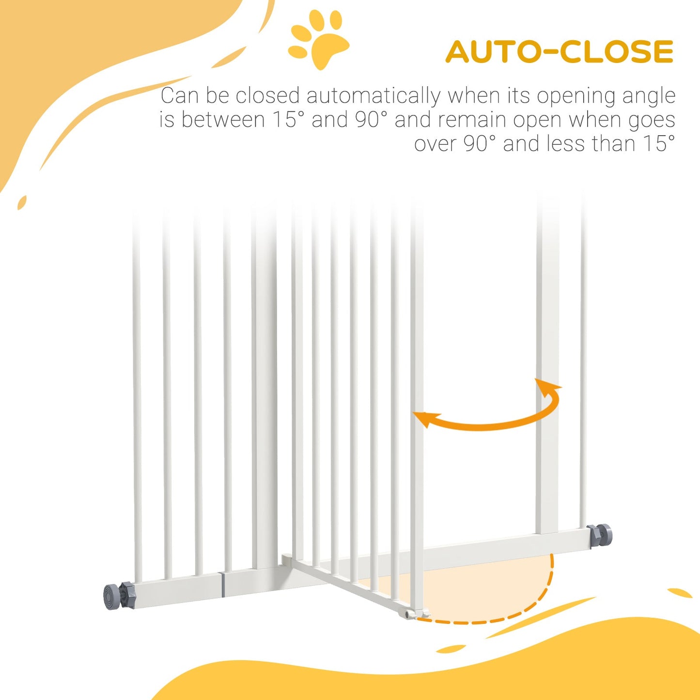 PawHut Pressure Fit Dog Stair Gate No Drilling Safety Gate Auto Close for Doorways, Hallways, 74-94cm Adjustable, 94cm Tall, White