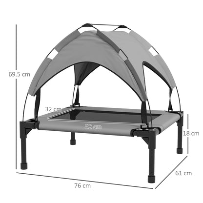 PawHut Cooling Raised Pet Bed w/ Washable Breathable Mesh, for Small Medium Dogs, 76 x 61 x 69.5cm - Light Grey