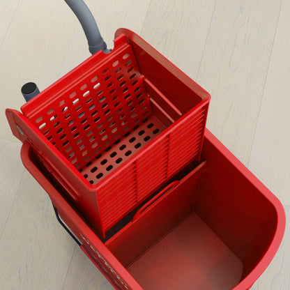 20L Mop Bucket with Wringer and Handle, Mop Bucket on Wheels for Floor Cleaning, Separate Dirty and Clean Water, Red