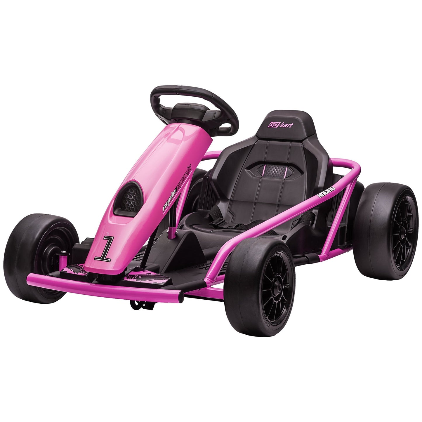 24V Electric Go Kart for Kids, Drift Ride-On Racing Go Kart with 2 Speeds, for Boys Girls Aged 8-12 Years Old, Pink