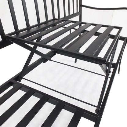 Outsunny Metal Bench W/Table, 150Lx53Wx95H cm