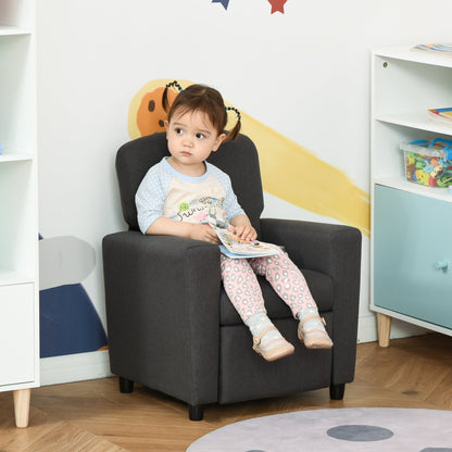 HOMCOM 2 w 1 Sofa Fotel Dziecięcy z Podnóżkiem do Dziecięcego Pokoju, Sypialni, Salonu, 55 x 50 x 67 cm, Szary