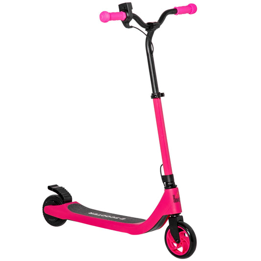 HOMCOM Electric Scooter, 120W Motor E-Scooter with Battery Display, Adjustable Height, Rear Brake for Ages 6+ Years - Pink