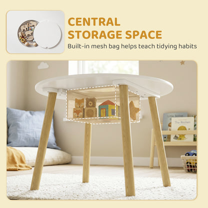 AIYAPLAY Kids Table and Chairs Set with Storage Bag Toddler Table and Chairs Set 3 Piece for Playroom White