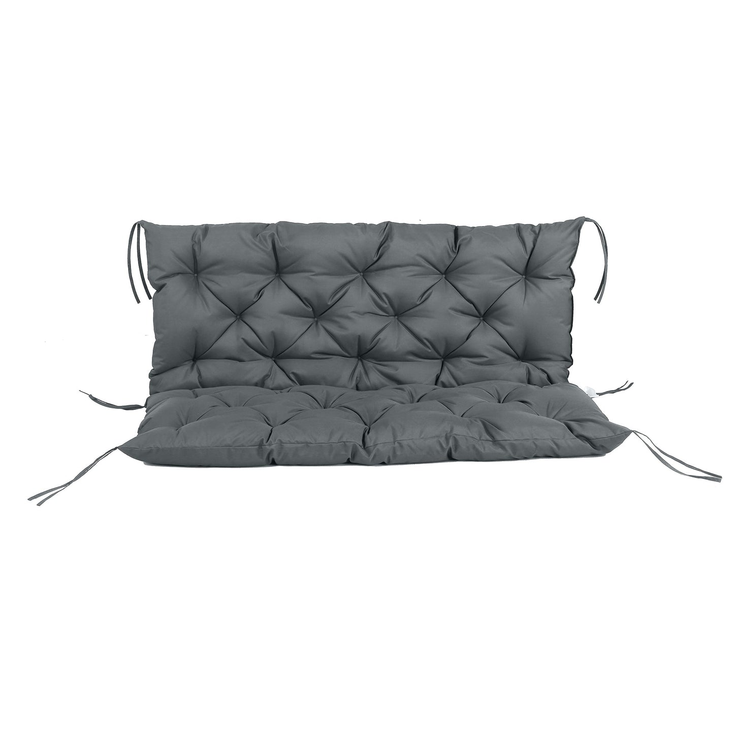 Outsunny Garden Bench Cushion, 2 Seater Swing Chair Cushion, Seat Pad with Ties for Indoor and Outdoor Use, 110 x 120 cm, Dark Grey