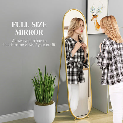 HOMCOM Three-Way Curved Full Length Mirror - Gold Tone