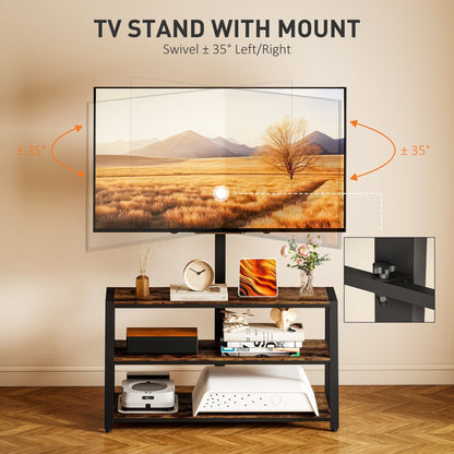 HOMCOM Industrial-Style TV Stand, with 35 Swivel Bracket - Dark Brown