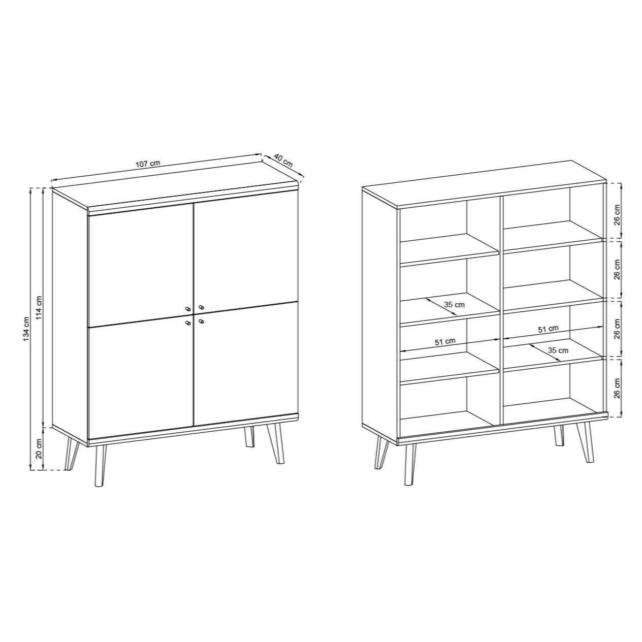 Primo Highboard Cabinet 107cm