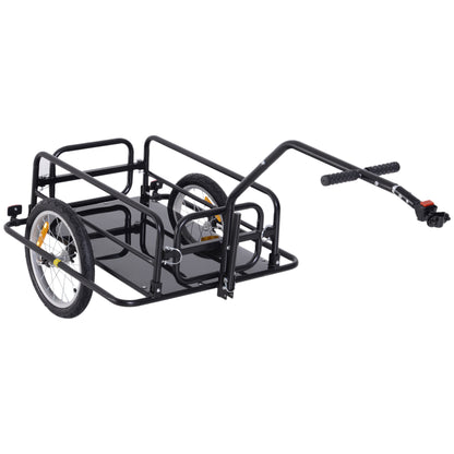 Przyczepa rowerowa HOMCOM Bike Cargo Wózek do przechowywania ładunków rowerowych z zaczepem Rowerowy kempingowy Przechowywanie bagażu Transport Stalowy czarny