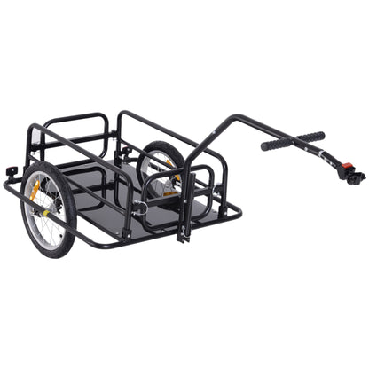 HOMCOM Bike Cargo Trailer Bicycle Trailer Cargo Storage Cart w/ Hitch Cycling Camping Luggage Storage Carrier Transport Steel Black