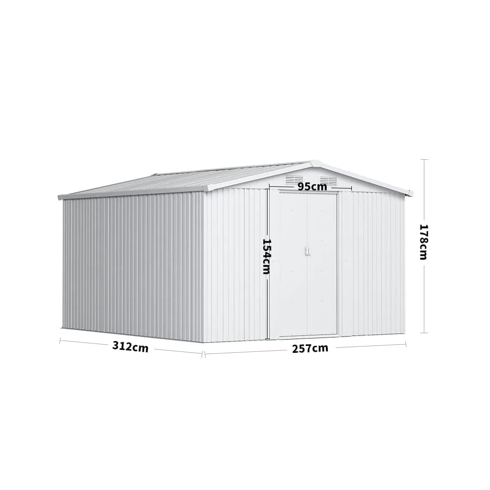 Waterproof 6x8/8x8/10x8ft Metal Shed With Gable Roof