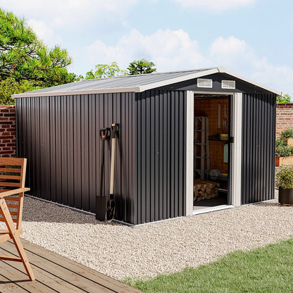 Waterproof 6x8/8x8/10x8ft Metal Shed With Gable Roof