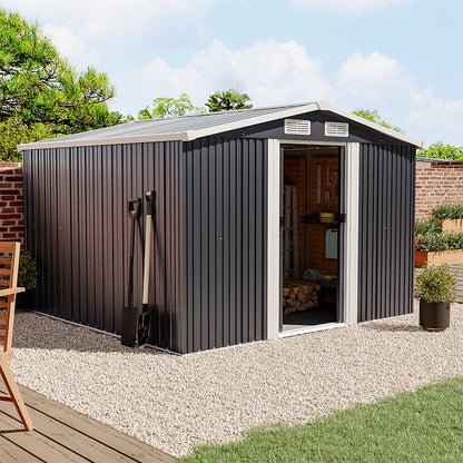 Waterproof 6x8/8x8/10x8ft Metal Shed With Gable Roof