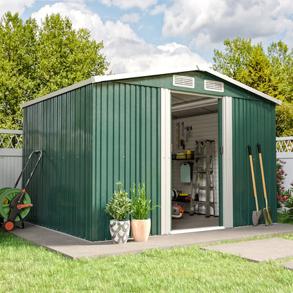 Waterproof 6x8/8x8/10x8ft Metal Shed With Gable Roof