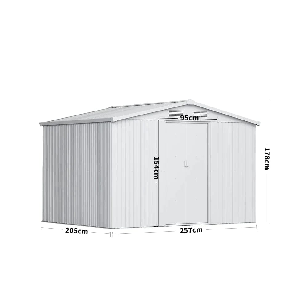 Waterproof 6x8/8x8/10x8ft Metal Shed With Gable Roof