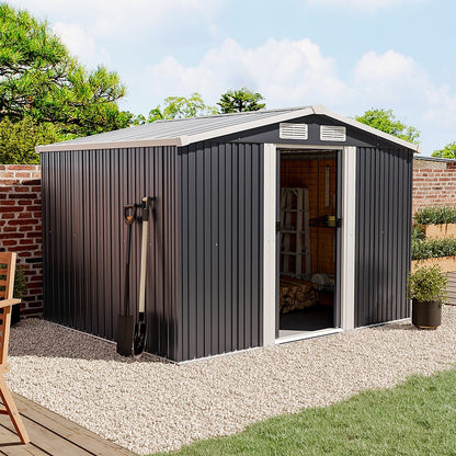 Waterproof 6x8/8x8/10x8ft Metal Shed With Gable Roof