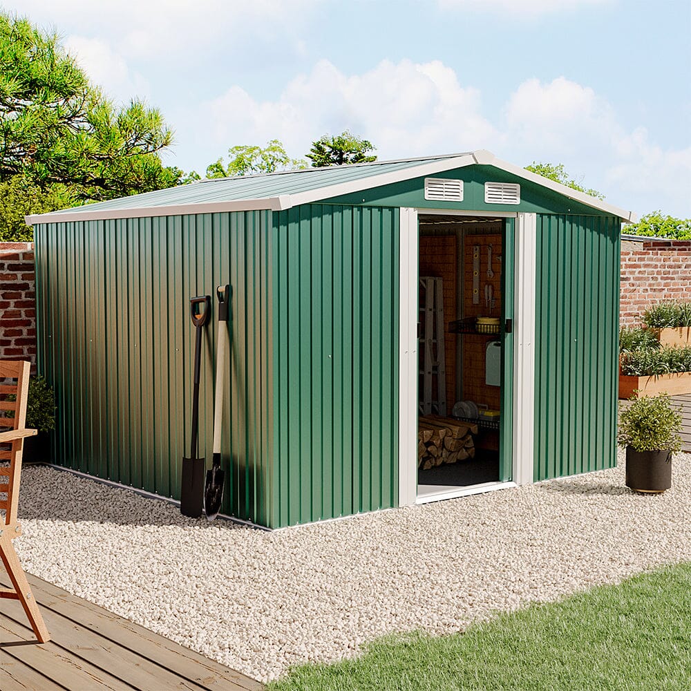 Waterproof 6x8/8x8/10x8ft Metal Shed With Gable Roof