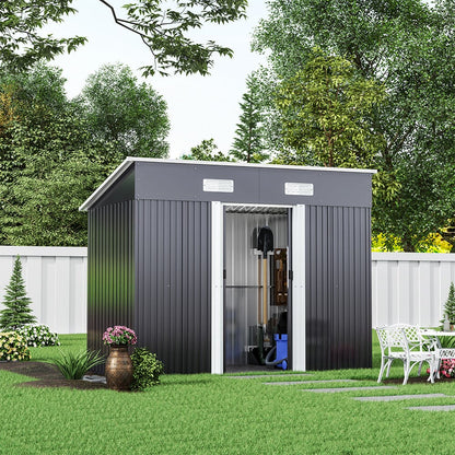 4' x 6' ft / 4' x 8' ft Garden Shed with Skillion Roof Top Steel