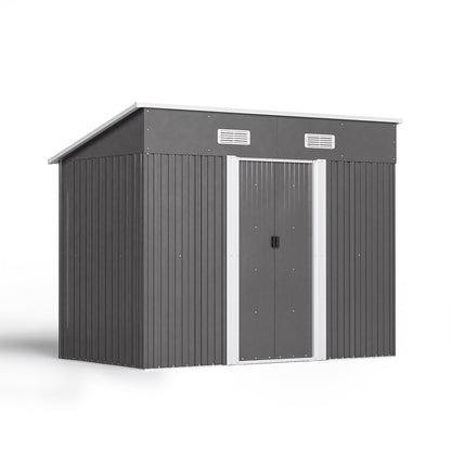 4' x 6' ft / 4' x 8' ft Garden Shed with Skillion Roof Top Steel