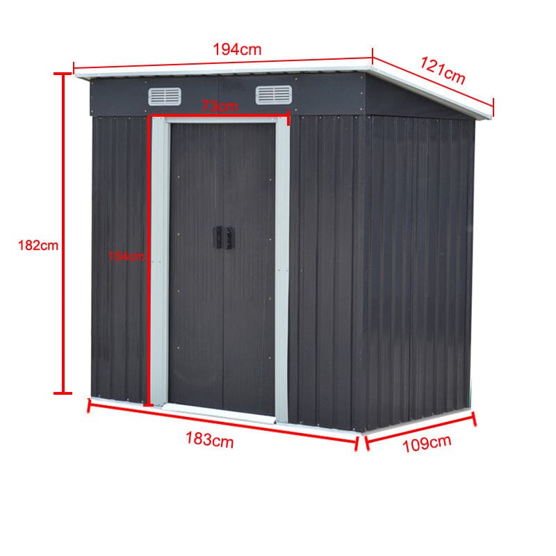 4' x 6' ft / 4' x 8' ft Garden Shed with Skillion Roof Top Steel