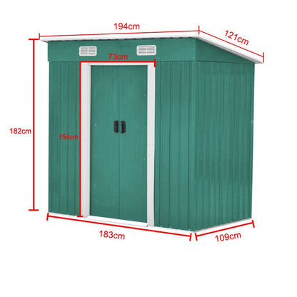 4' x 6' ft / 4' x 8' ft Garden Shed with Skillion Roof Top Steel