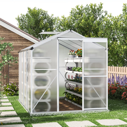 The Home Master Silver Aluminum Framed 6x6 Greenhouse with Vent