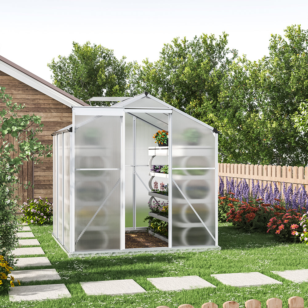 The Home Master Silver Aluminum Framed 6x6 Greenhouse with Vent