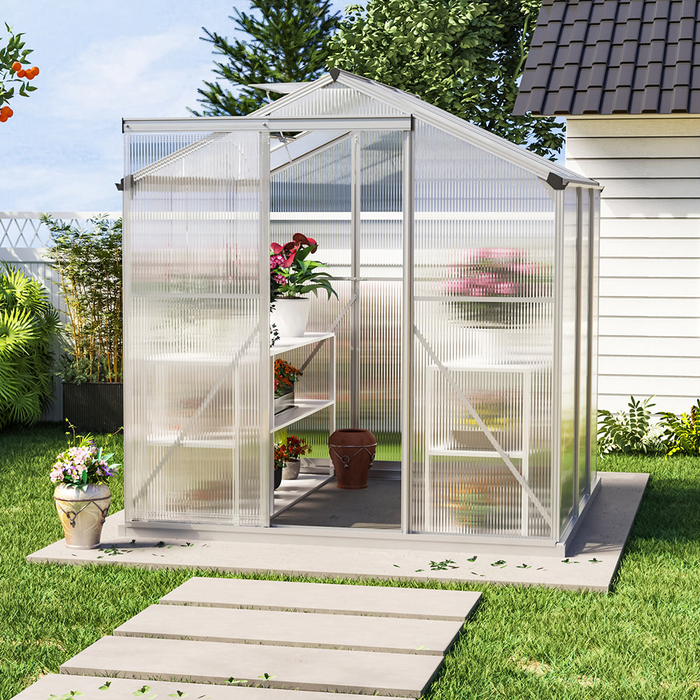 The Home Master Silver Aluminum Framed 6x6 Greenhouse with Vent