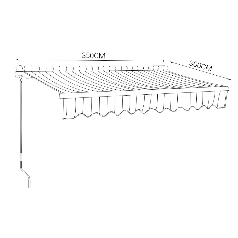 Retractable Patio Awning - Manual Shelter - Red & White