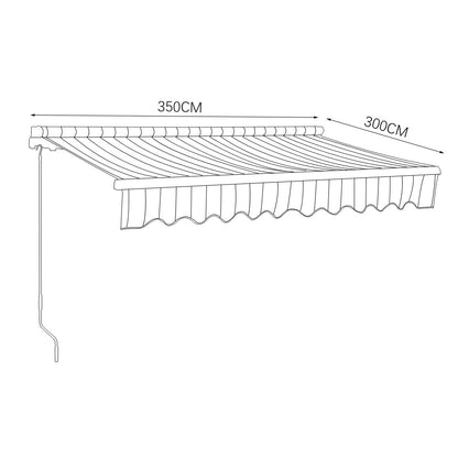 Retractable Patio Awning - Manual Shelter - Red & White