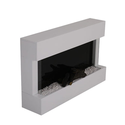 Wall Mounted Electric Fireplace Mantel with Pebbles Logs Display