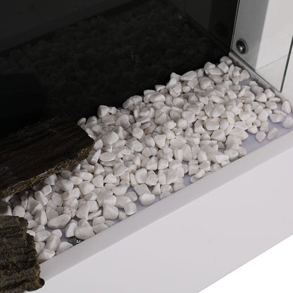 Wall Mounted Electric Fireplace Mantel with Pebbles Logs Display