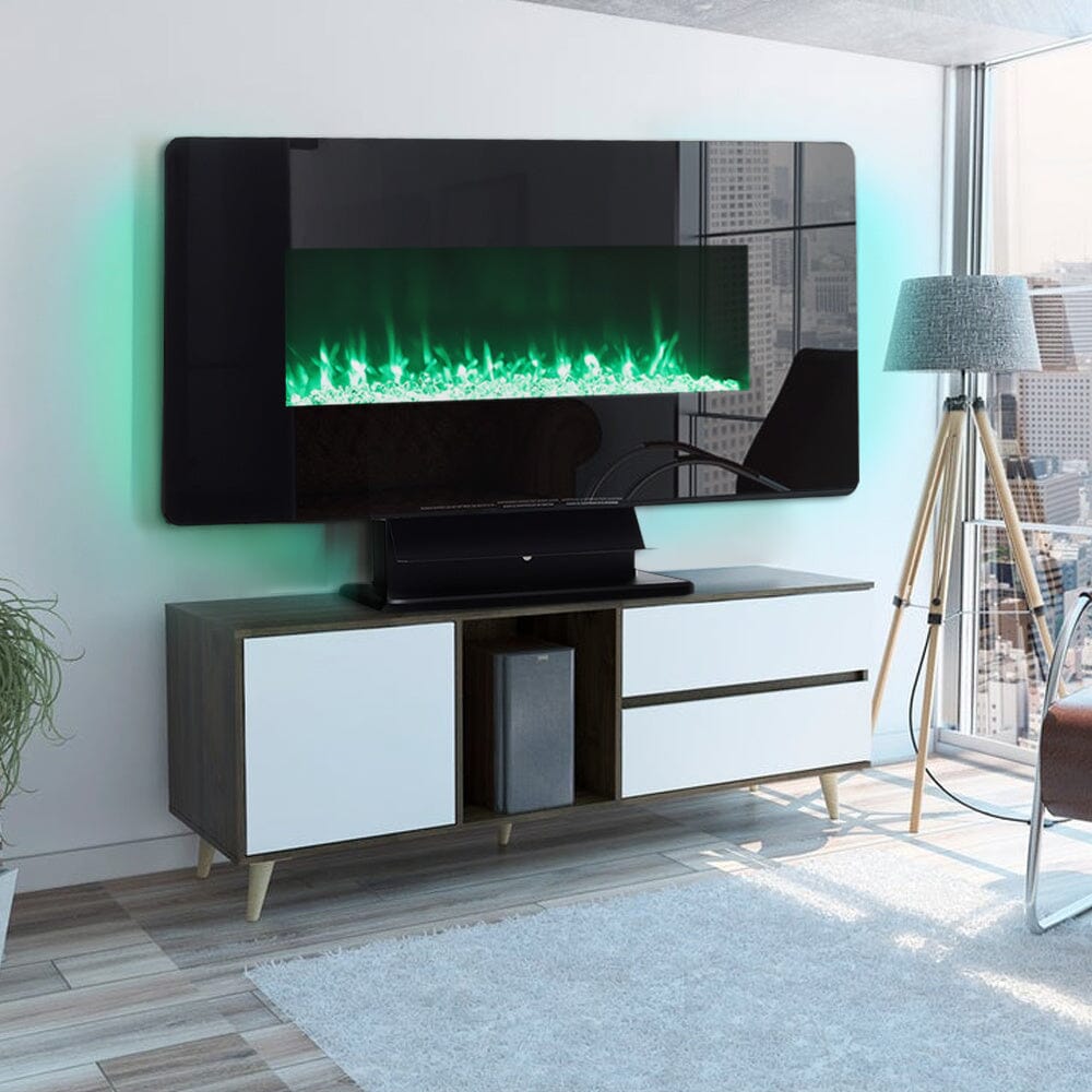 Electric Freestanding and Wall Mounted Fireplace with Stand
