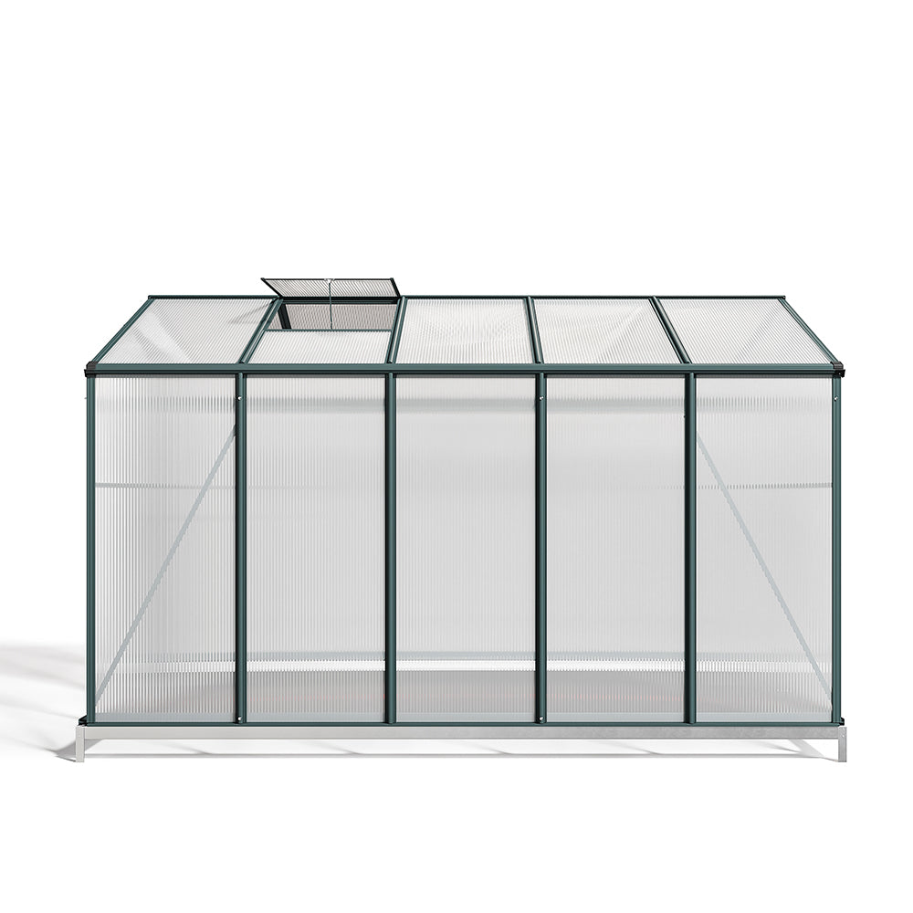 10' x 6' ft Garden Greenhouse Green Framed with 2 Vents Rain Gutter Setting