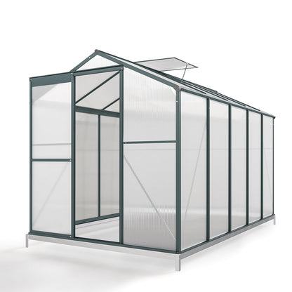 10' x 6' ft Garden Greenhouse Green Framed with 2 Vents Rain Gutter Setting