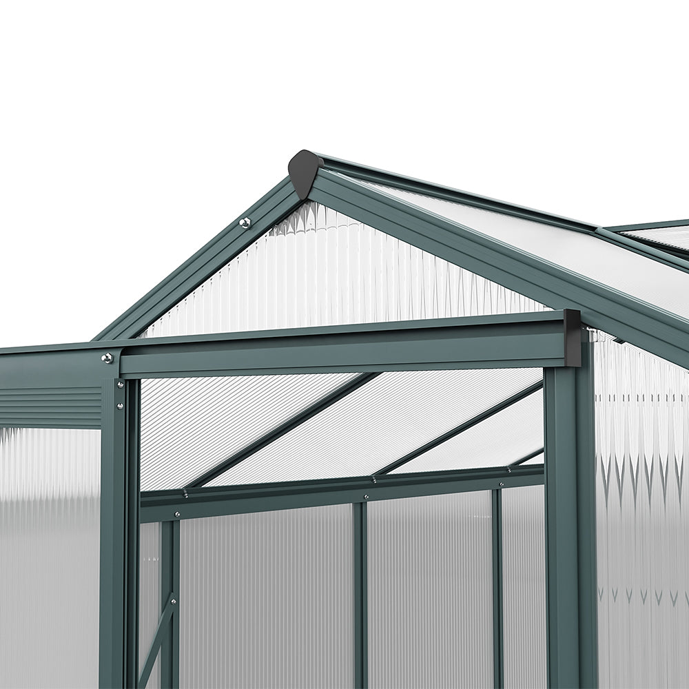 10' x 6' ft Garden Greenhouse Green Framed with 2 Vents Rain Gutter Setting