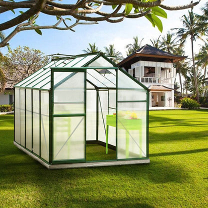 10' x 6' ft Garden Greenhouse Green Framed with 2 Vents Rain Gutter Setting