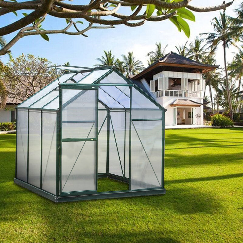 6' x 6' ft Garden Greenhouse Green Framed with Vent
