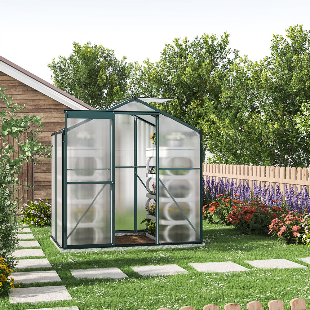 4' x 6' ft Garden Greenhouse Green Framed with Vent