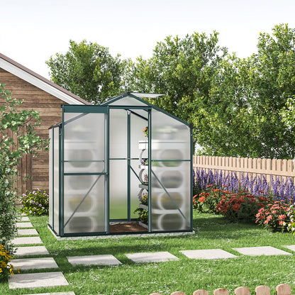 4' x 6' ft Garden Greenhouse Green Framed with Vent