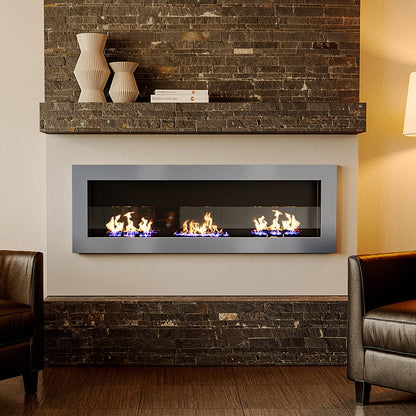 35/47 Inch Indoor Bio Ethanol Fireplace 3 Stoves Wall Mounted Heater