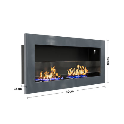 35/47 Inch Indoor Bio Ethanol Fireplace 3 Stoves Wall Mounted Heater