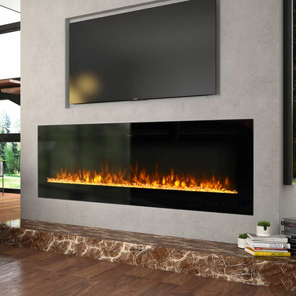 Recessed/Wall Mounted Electric Fireplace Adjustable Flame with Remote