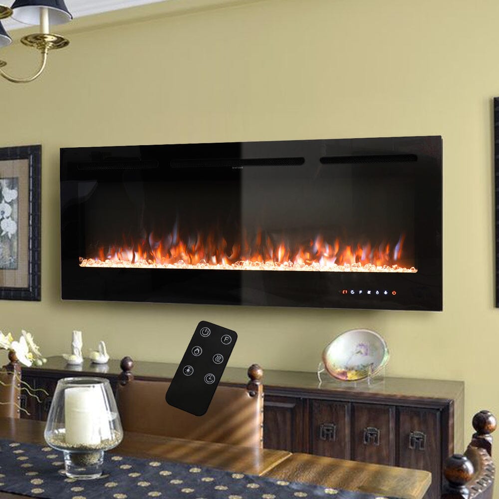 Recessed/Wall Mounted Electric Fireplace Adjustable Flame with Remote