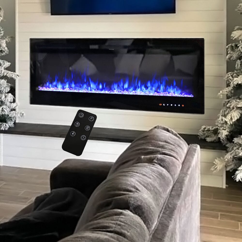 Recessed/Wall Mounted Electric Fireplace Adjustable Flame with Remote