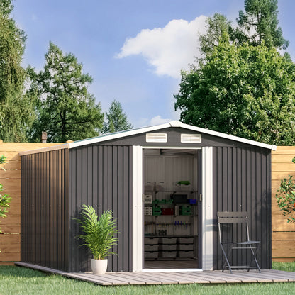 12ft Garden Metal Storage Shed with Gabled Roof Top Large Size