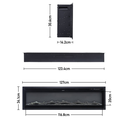 40/50/60/70/80 Inch Electric Fireplace 9 Colour LED Flame Effect Heater With Remote Control